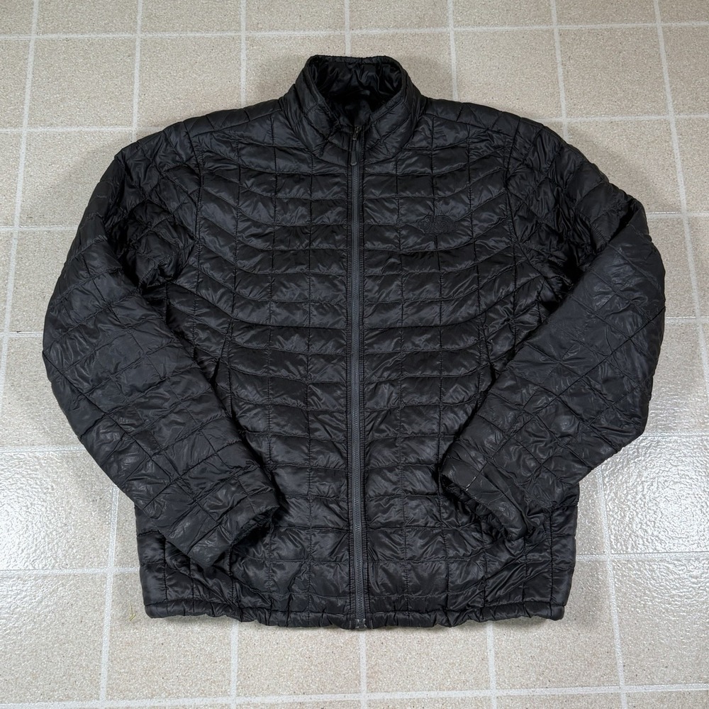 Mens L The North Face Black Thermoball Full Zip Jacket Coat Puffer Matte